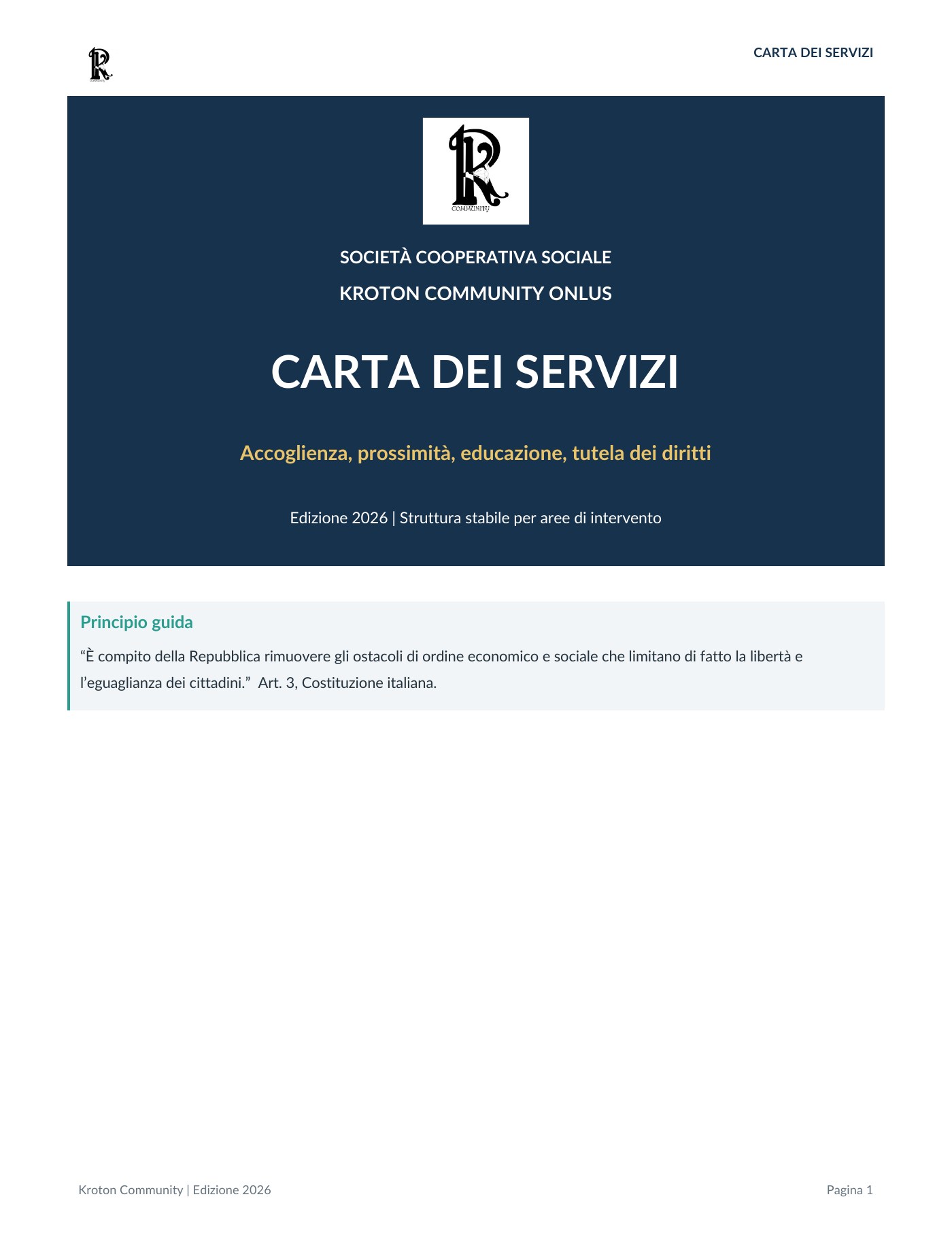 Carta dei servizi, pagina 1 di 18
