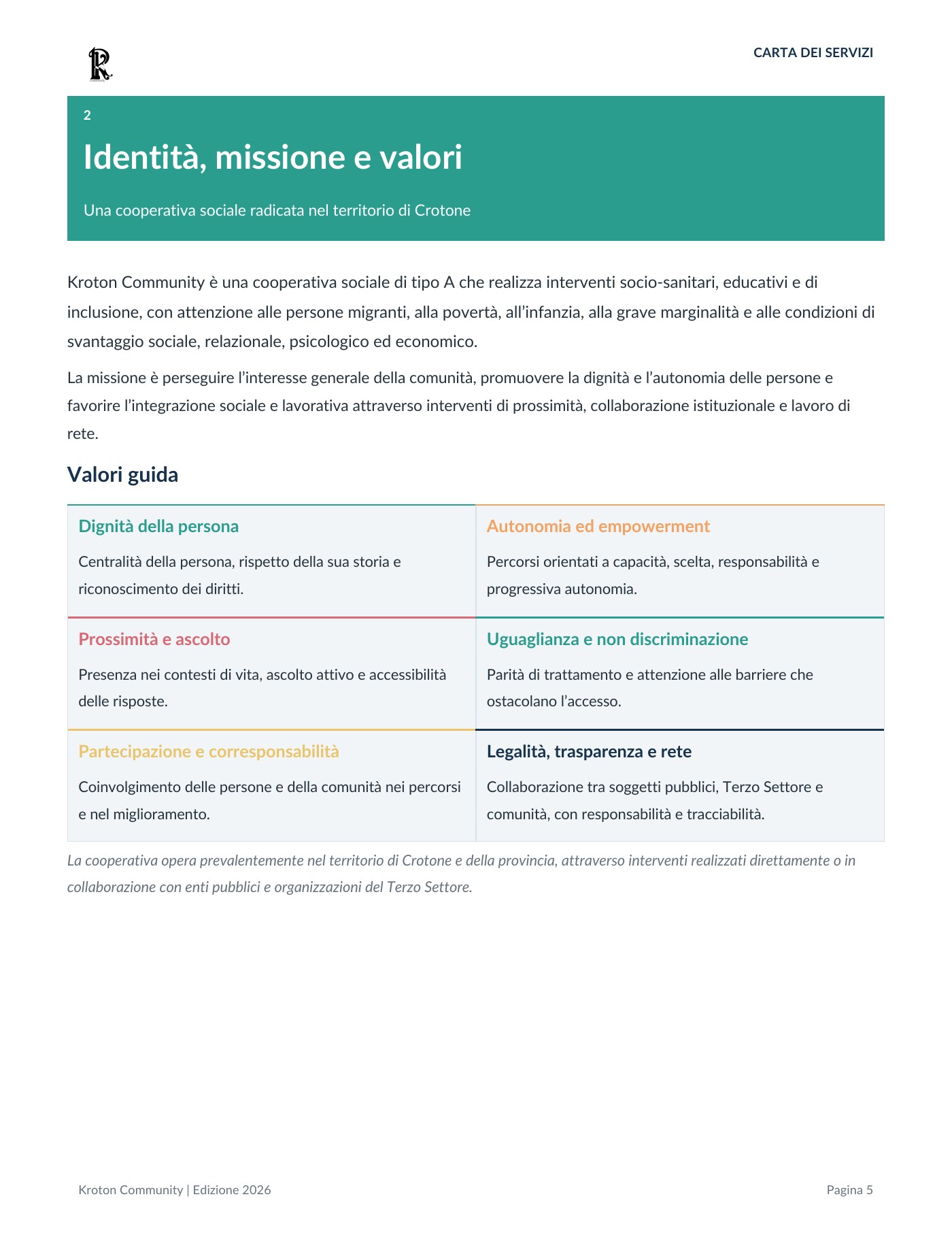 Carta dei servizi, pagina 5 di 18