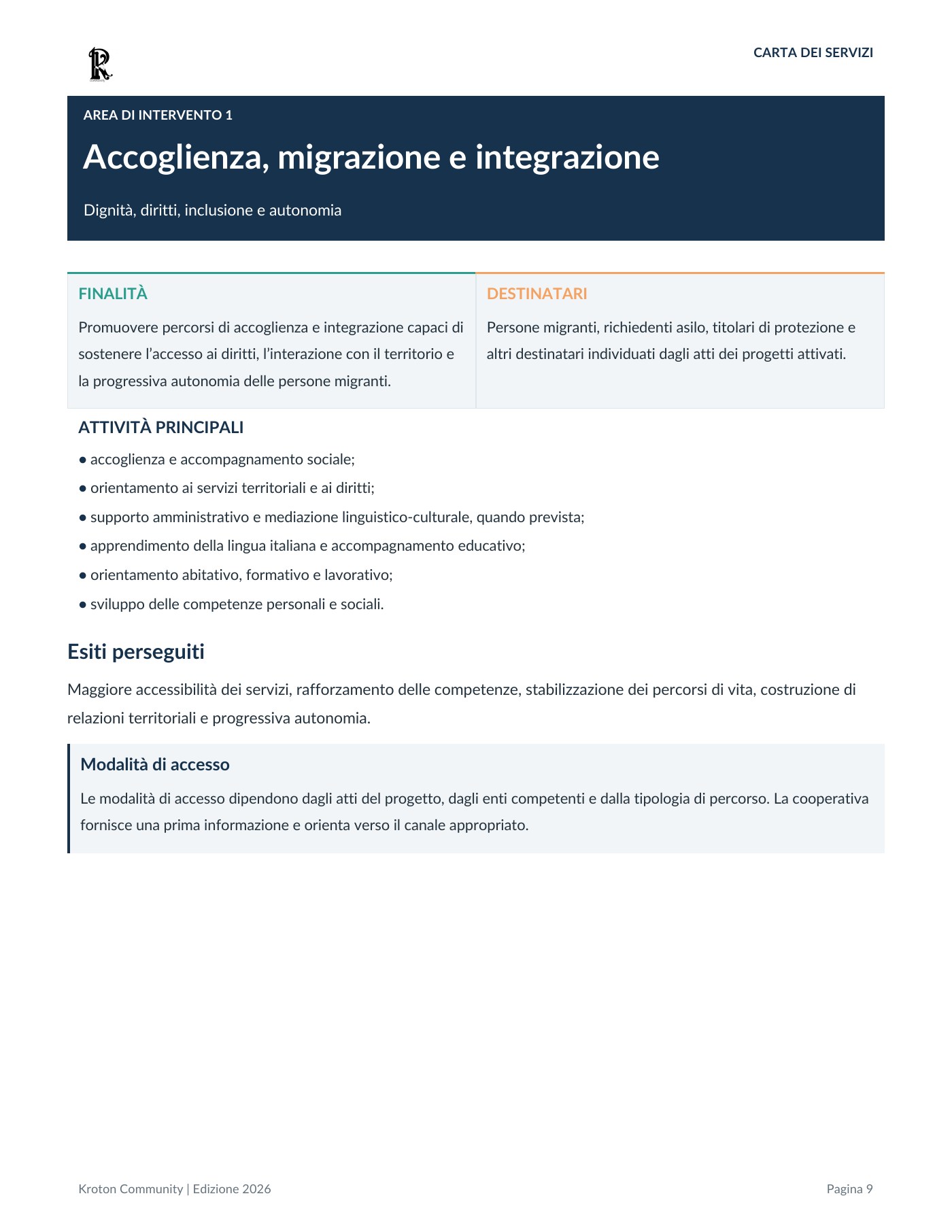 Carta dei servizi, pagina 9 di 18
