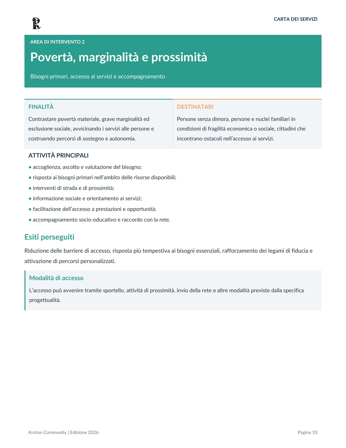 Carta dei servizi, pagina 10 di 18