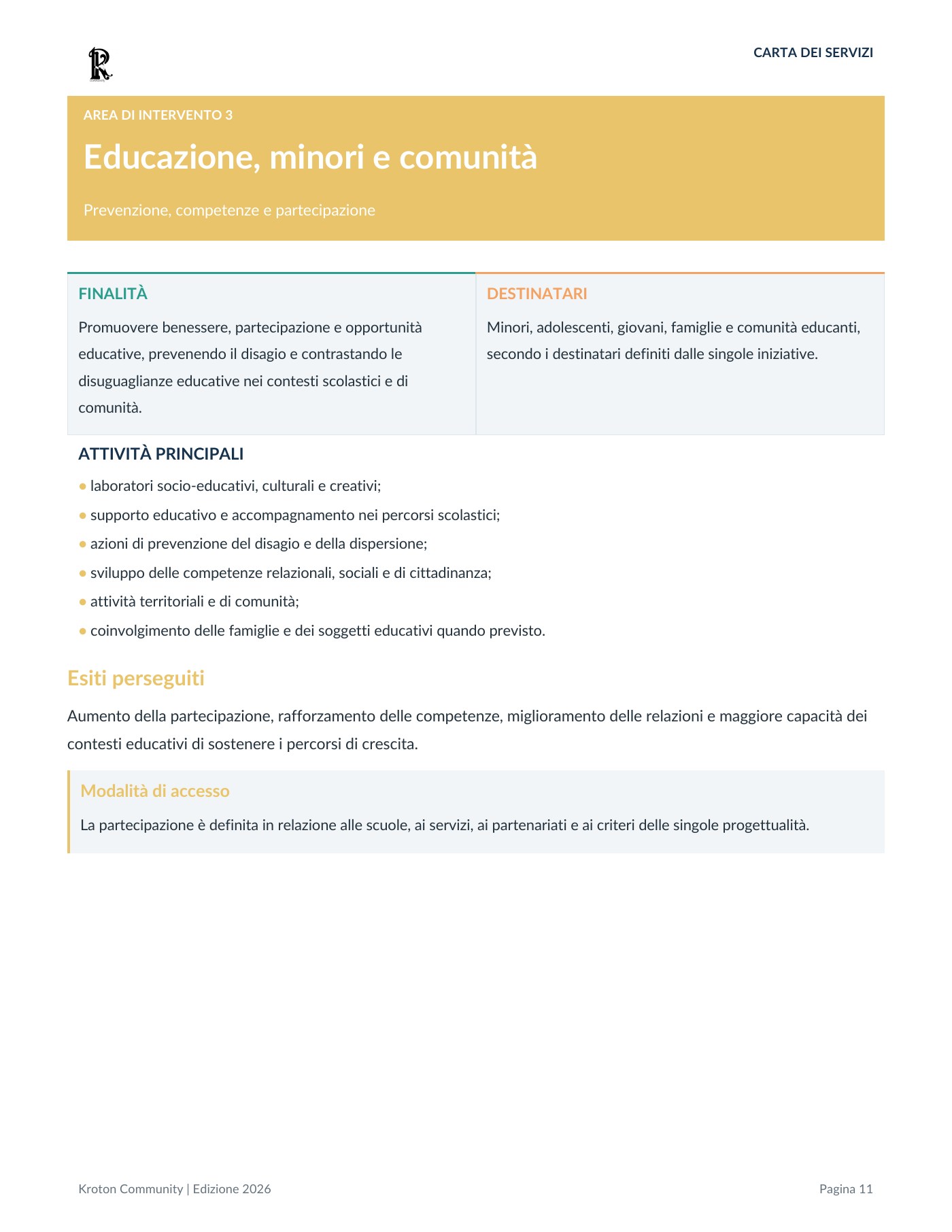 Carta dei servizi, pagina 11 di 18