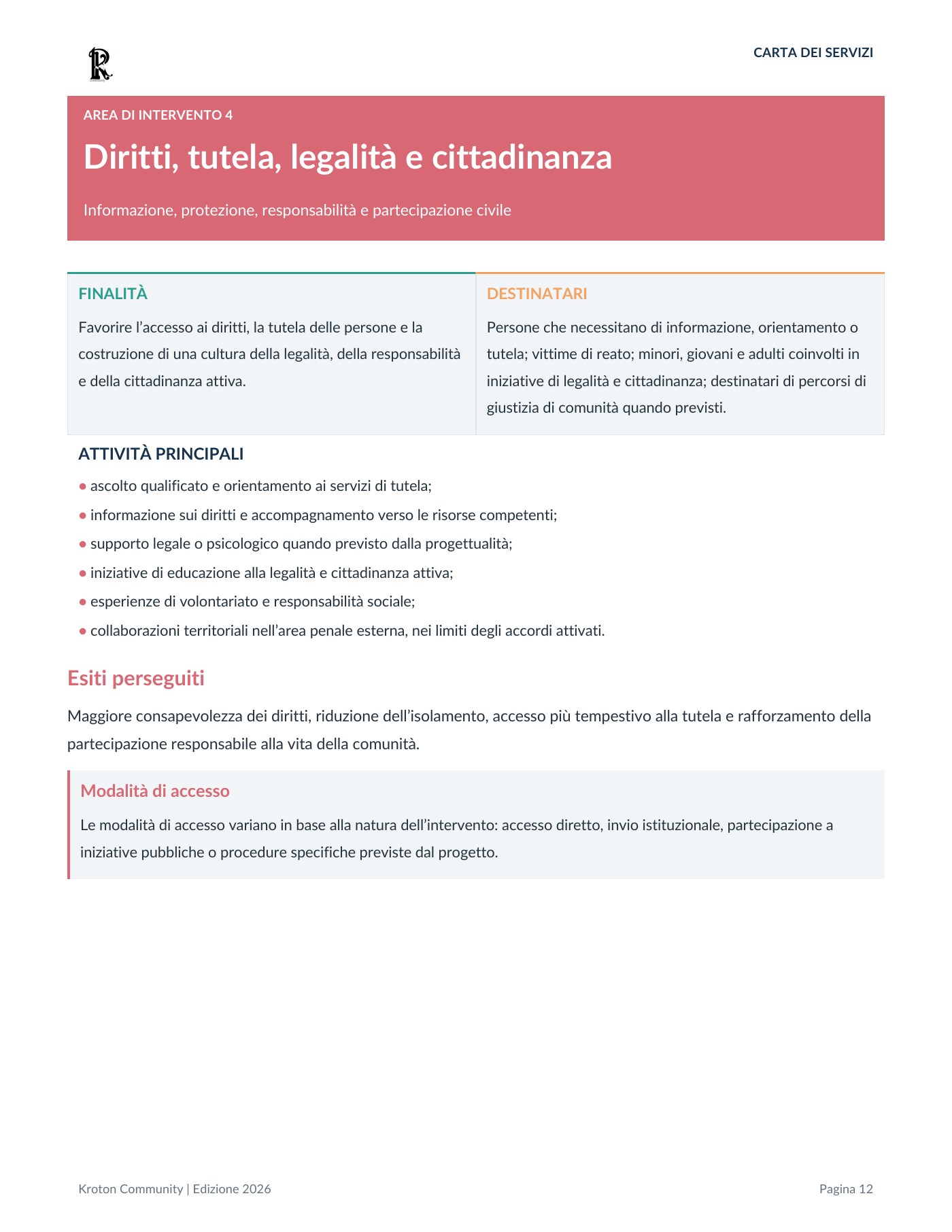 Carta dei servizi, pagina 12 di 18