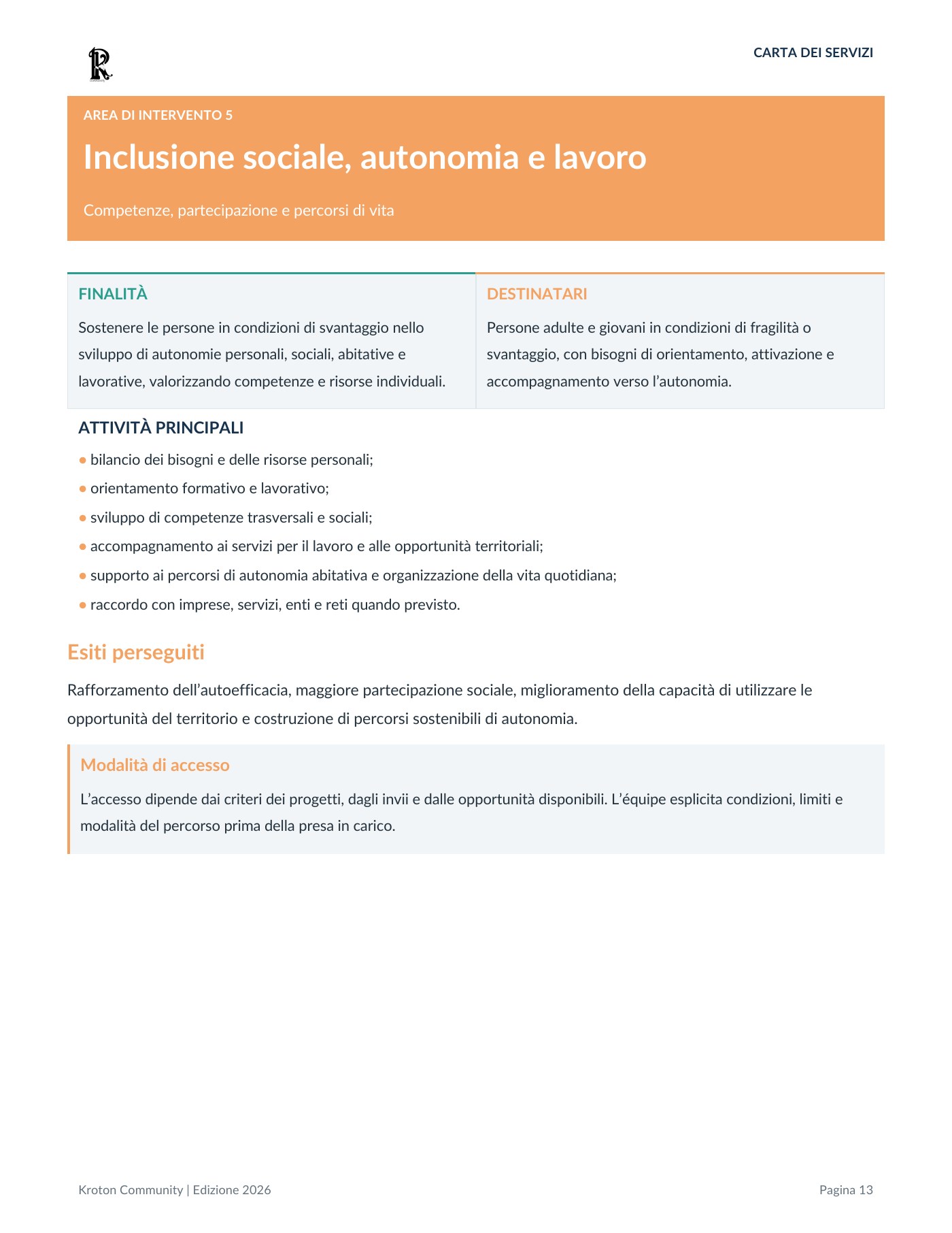 Carta dei servizi, pagina 13 di 18