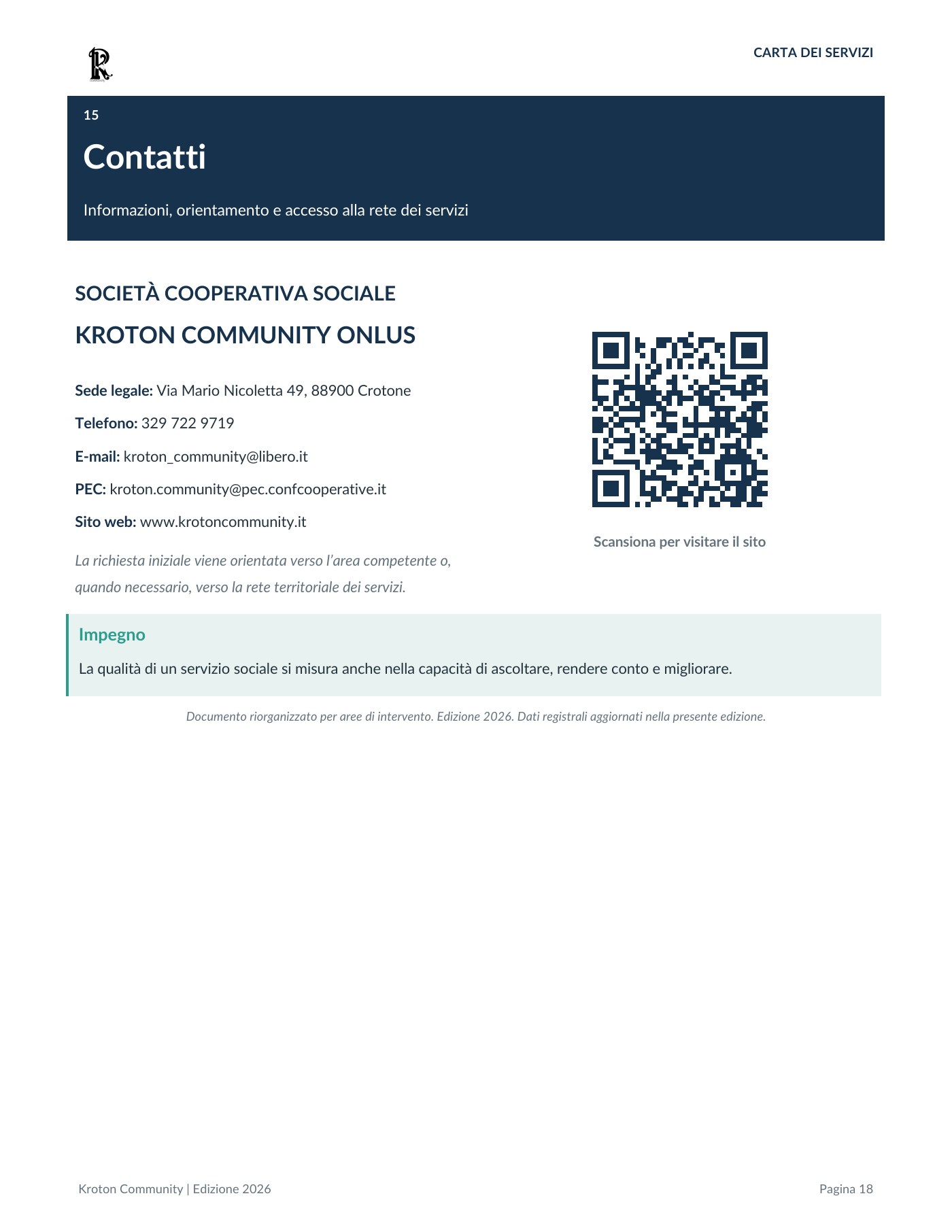 Carta dei servizi, pagina 18 di 18