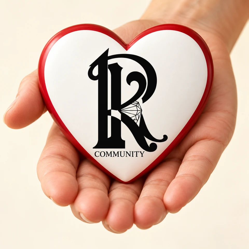 Una mano accoglie un cuore con il logo di Kroton Community