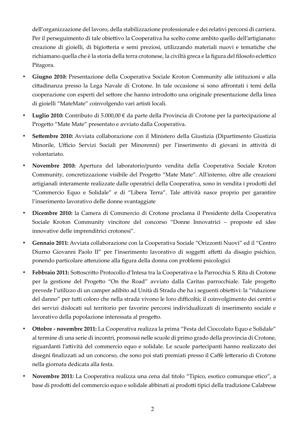 Curriculum della cooperativa, pagina 2 di 6