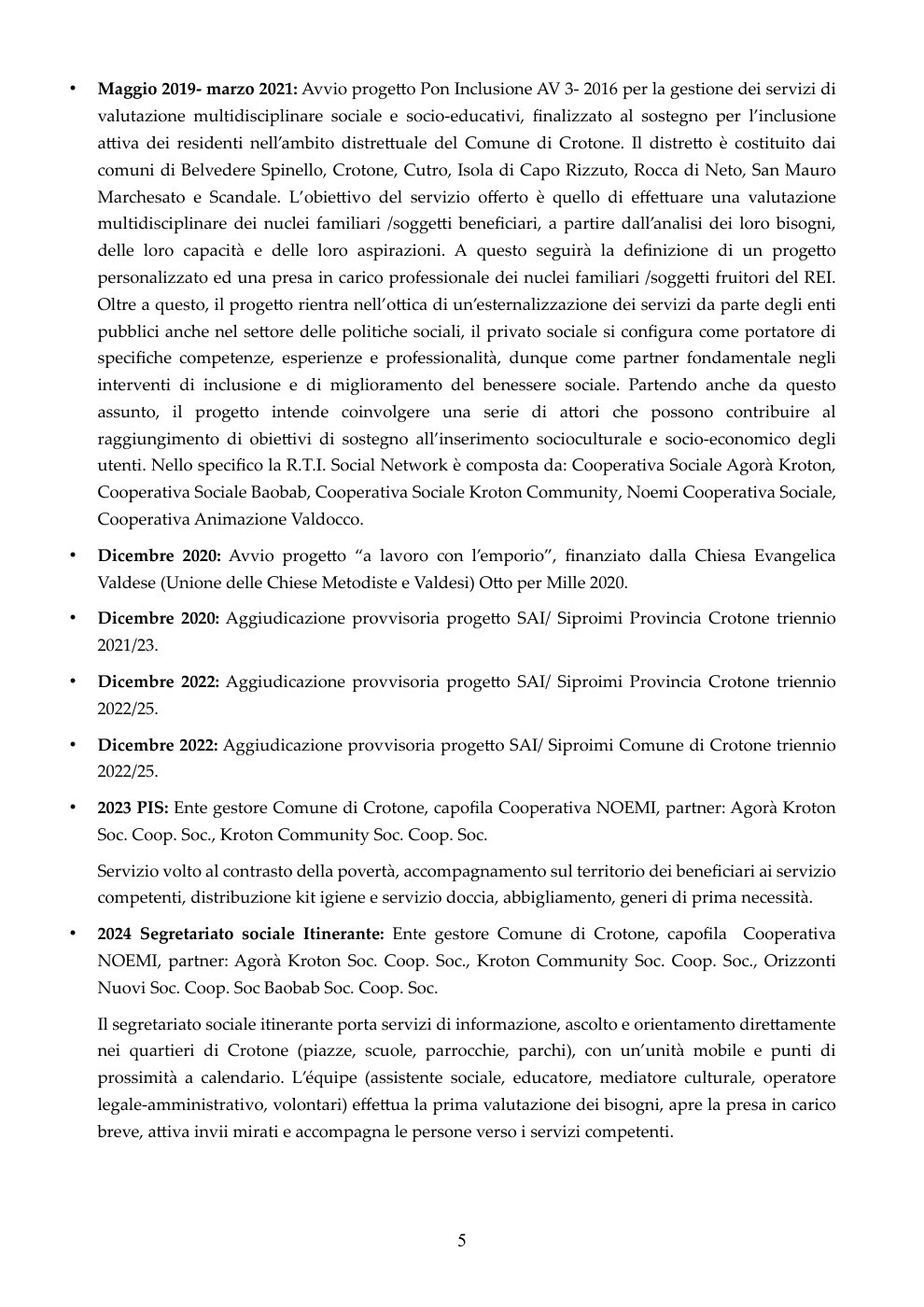 Curriculum della cooperativa, pagina 5 di 6